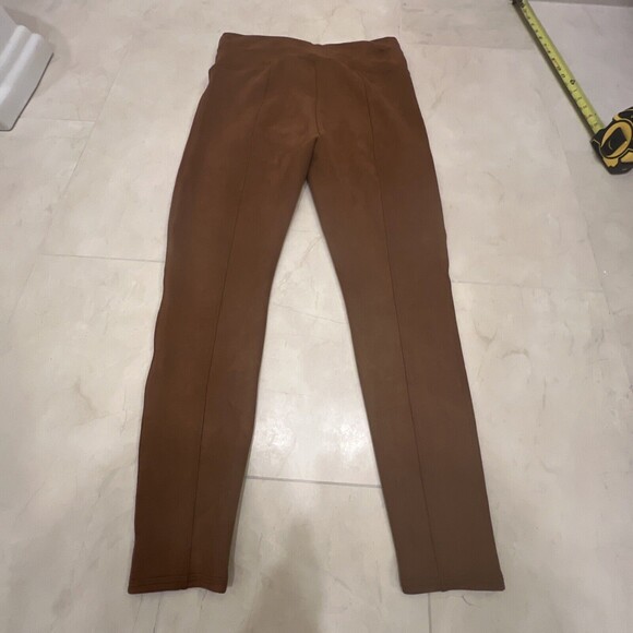 EUC Spanx Sz XL Extra Large Faux Suede Brown Leggings Pants Caramel Stretch - Picture 11 of 11